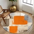 thumbnail image 3 of Burnt Orange Grey Round Rug 5ft Washable Circle Kitchen Rugs Non Slip Abstract Modern Oil Painted Geometric Large Area Rug Indoor Floor Carpet for Bedroom Living Room Home Office Dining Room Nursery, 3 of 8