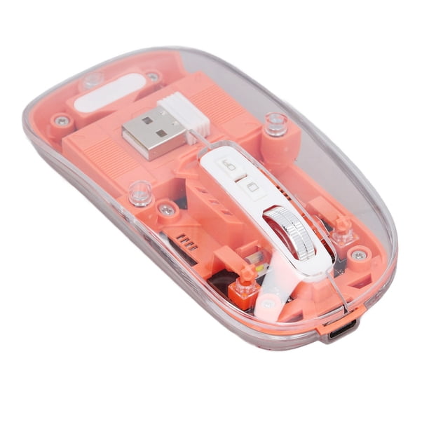 Ratón Inalámbrico , Ratón Para Juegos RGB Transparente, BT1 BT2 2,4 GHz 3 Modos, 3 DPI Ajustables, Ratón Transparente Recargable Silencioso Para PC Portátil Tableta