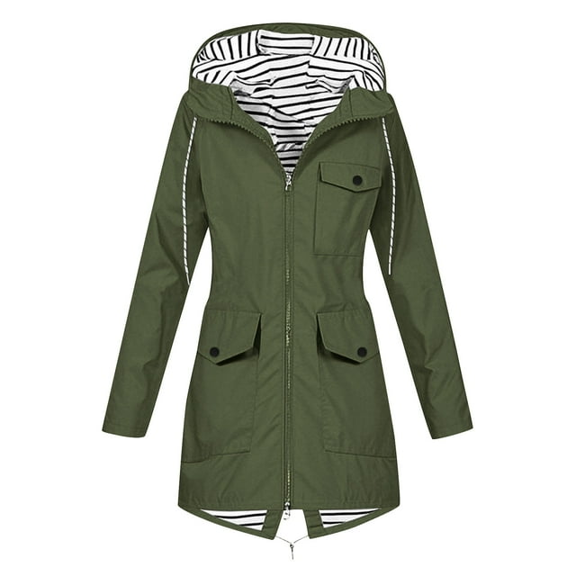 Yuyuzo Manteau de Pluie pour Femmes à Manches Longues, Léger, à Capuche, Imperméable, Actif, Extérieur, Veste de Pluie