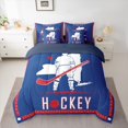 thumbnail image 2 of Homewish Hockey City 7pcs Bedding Comforter Set,Ball Game Lover Queen Bedding Sets,Red Blue White Queen Sheet Sets For Kids Boys,Super Cozy Room Decorative Reversible, 2 of 8