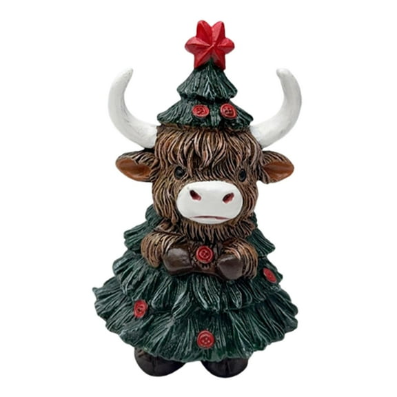 FVDPWYE Highland Cow Statue Desktop Sculpture Decorative Unique Collectibles Table Decor