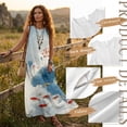 thumbnail image 6 of Xixirimido Lotus Flower Leaf Koi Fish Print Women Maxi Dresses Casual Summer Dresses Tank Long Flowy Sleeveless Sundresses with Pockets Beach Vacation Outfits, Size XXL, 6 of 7