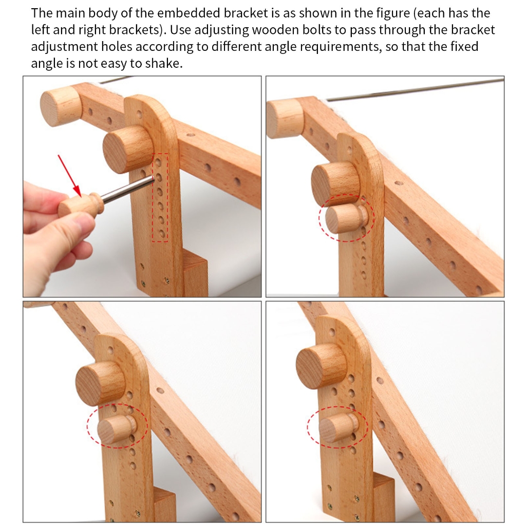 Professional Embroidery Frame Holder Adjustable Wooden Embroidery Hoop Stand For Beginner Stitching Needlework Craft