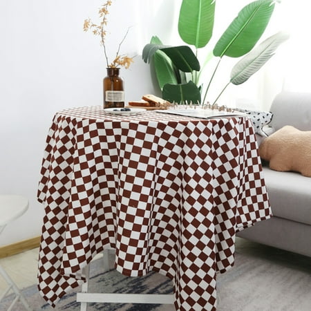

Ludlz Beautiful Fine Texture Tablecloth Cotton Elegant Chessboard Pattern Table Cover for Home