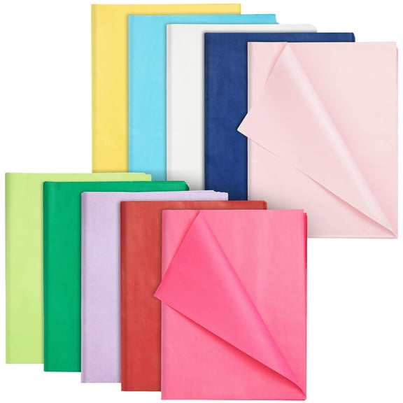 120 Sheets Tissue Paper for Gift Bags, Gift Wrapping, Crafts - Colorful Tissue Paper for Packaging, Presents, Gift Wrapping Supplies (10 Colors, 26x20 In)