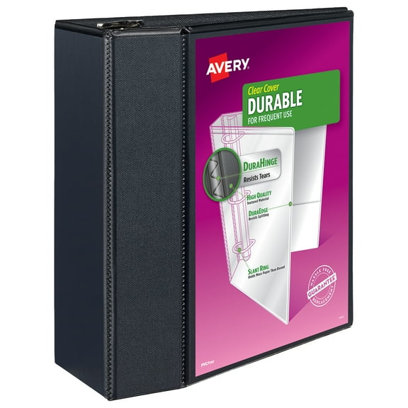 Avery Durable View Binder, 5 inch EZD Rings, Black (46039)