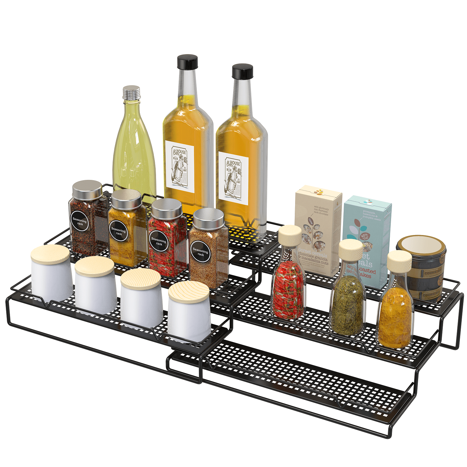 Auledio Spice Rack Organizer, 3 Tier Expandable Pantry Display