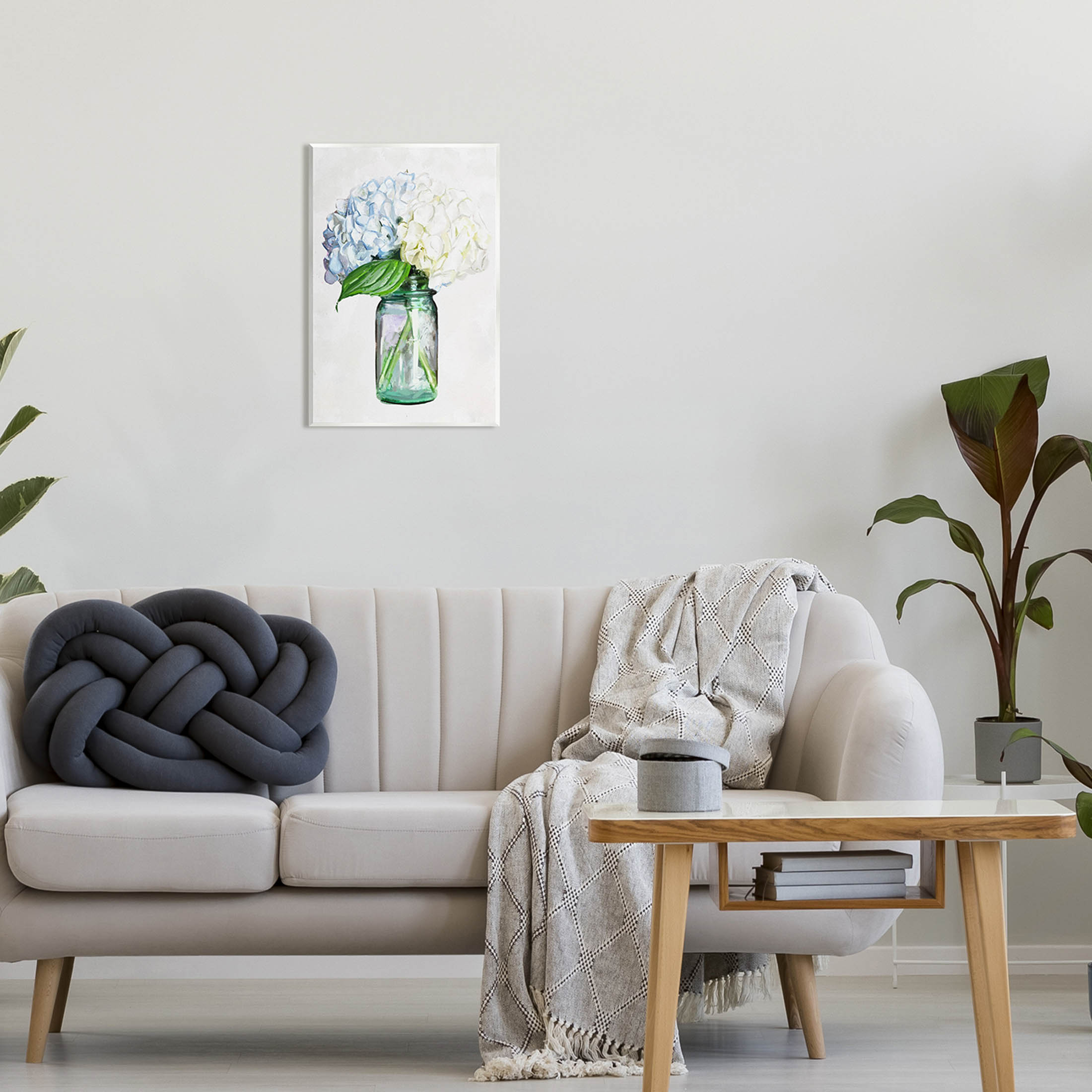 Country Jar Hydrangea Bouquet Botanical & Floral Graphic Art Unframed Art Print Wall Art