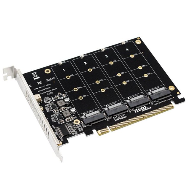 Convertidor de disco duro de 4 puertos M.2 NVME SSD a PCIE X16 compatible con 2230/2242/2260/2280