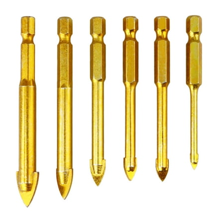 Electric Drill Accessories - 6 in 1 Ceramic Tile Glass Drill Bits (4、5、6、8、10、12mm) Carbide Alloy fit Hand drill, Electric drill