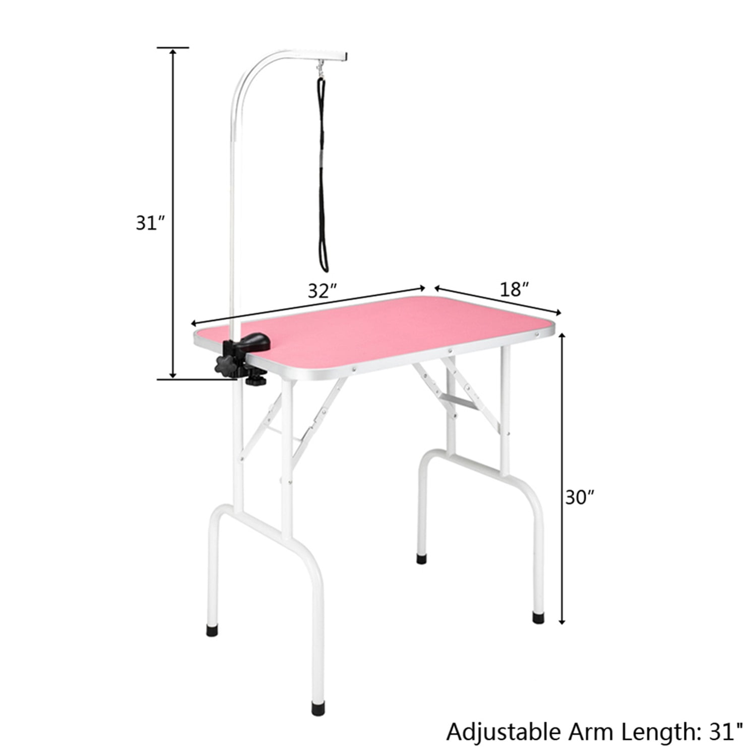 Pefilos 32" Foldable Pet Grooming Table for Small Dogs Cats with Adjustable Arm Noose Pet Grooming Table for Home for Medium Dogs Cats, Pink Pefilos 32" Foldable Pet Grooming Table for Small Dogs Cats with Adjustable Arm Noose Pet Grooming Table for Home for Medium Dogs Cats, Pink