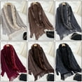 thumbnail image 4 of Knit Pattern Long Sleeve Shawl Wrap Open Front Sweater Ponchos for Women Winter Furry Collar Fringes Cardigan, 4 of 8