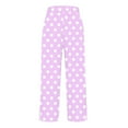 thumbnail image 5 of FRSASU Cotton Linen Pants Women Elastic High Waisted Beach Pants Polka Dot Printed Casual Loose Lightweight Wide Leg Trousers with Pockets Purple, 5 of 6