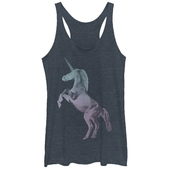 Women's Lost Gods Majestic Unicorn  Racerback Tank Top Navy Blue Heather X Large