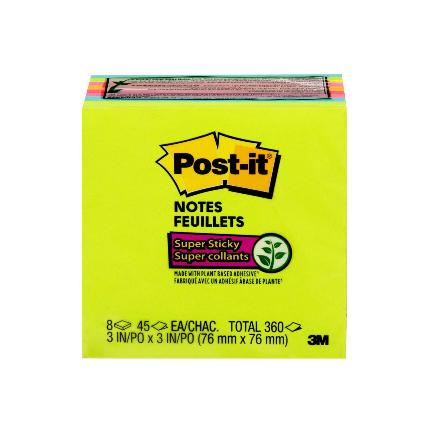 Post-it® Super Sticky Notes 3345-8SSMX2-EF, 8 Pads/Pack