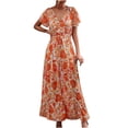 thumbnail image 1 of EQWLJWE Robes pour Femmes Robes pour Femmes 2023 Mode Femmes Décontractée Col en V Imprimé Manches Courtes Robe à Lacets avec Boutons Jupe, 1 of 7