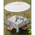 thumbnail image 3 of Sea Turtle Coastal Outdoor Tablecloth with Umbrella Hole, Summer Coral Ocean Gray Blue Wooden Spillproof Waterproof Outdoor Table Cover, Patio Tablecloths for Party/Garden/Picnic, Square 60"x60", 3 of 9