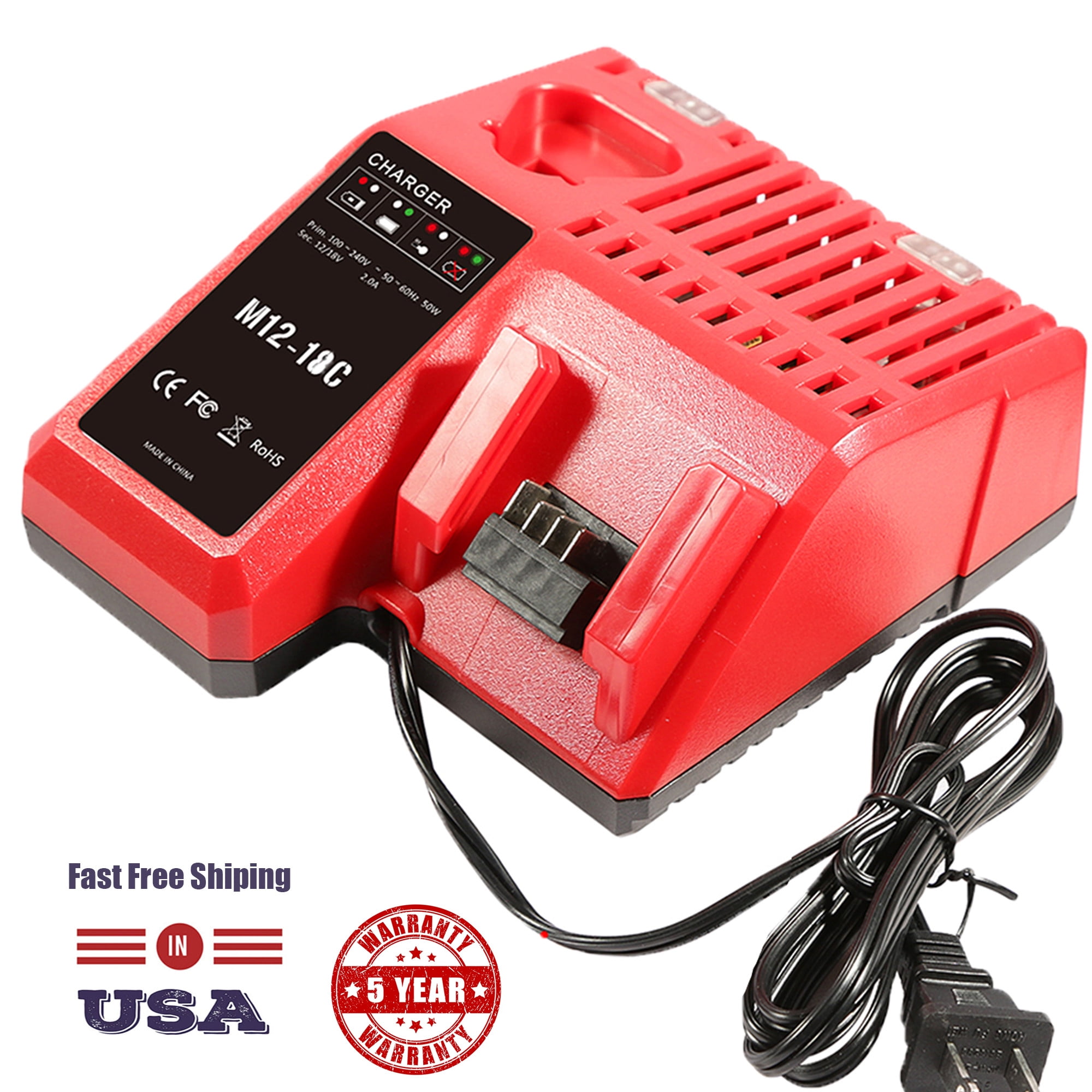 Details about   12-18V Rapid Charger for Milwaukee M12 M18 M12-18C  48-11-1850 Li-ion Battery US 