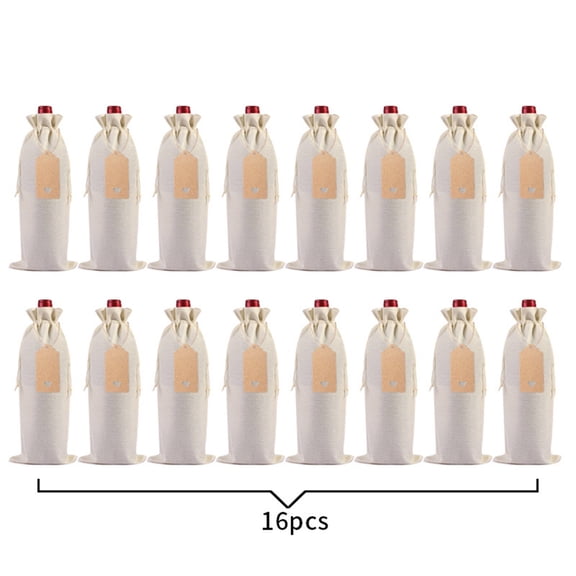 Vacemry Under $5 Wine Bottle Cover Bag Linen, Fabric Gift Wrap for Presentation, Reusable Holiday Decor for Christmas Parties, Decorative Sleeve for Red White Wine Gifts