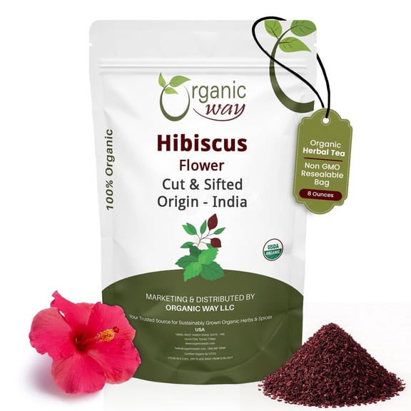 Organic Way Hibiscus Flower Loose-Leaf Tea, USDA Organic, 8 Oz
