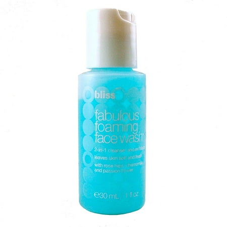 Bliss Fabulous Foaming Face Wash 2-in-1 Cleanser & Exfoliator 1.0 Oz. / 30 Ml for Women by (Best Exfoliator For Bum)