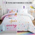 thumbnail image 4 of Btargot 5PCS Star Unicorn Twin Comforter Set for Girls Kids Teens Pink Flower Rainbow Bedding Set Blue White, 4 of 10