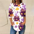 thumbnail image 2 of MVRLSH Womens Tops Blouse Casual Halloween Graphic Printed Round Neck Three Quarter Sleeve Basic Loose Fit Blouses MR2 - XXL, 2 of 7