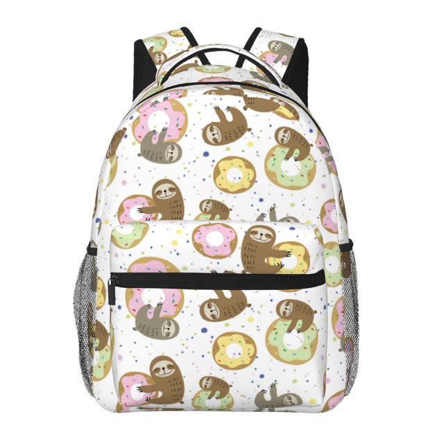 Easygdp Donut Sloth Mochila Ergonómica Versátil para Laptop - Múltiples Bolsillos, Correas Ajustables, Unisex para Escuela, Viajes y Actividades al Aire Libre-One Size