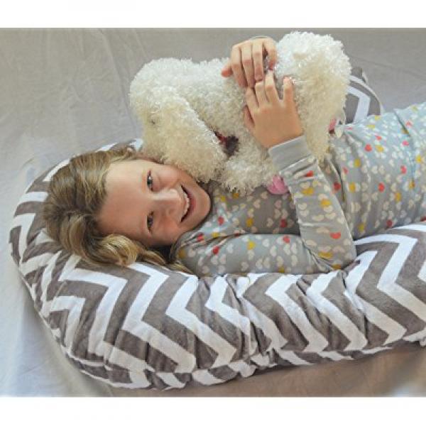 Sleep Zzz Bedtime Pillow w/ removable washable cover Grey Chevron