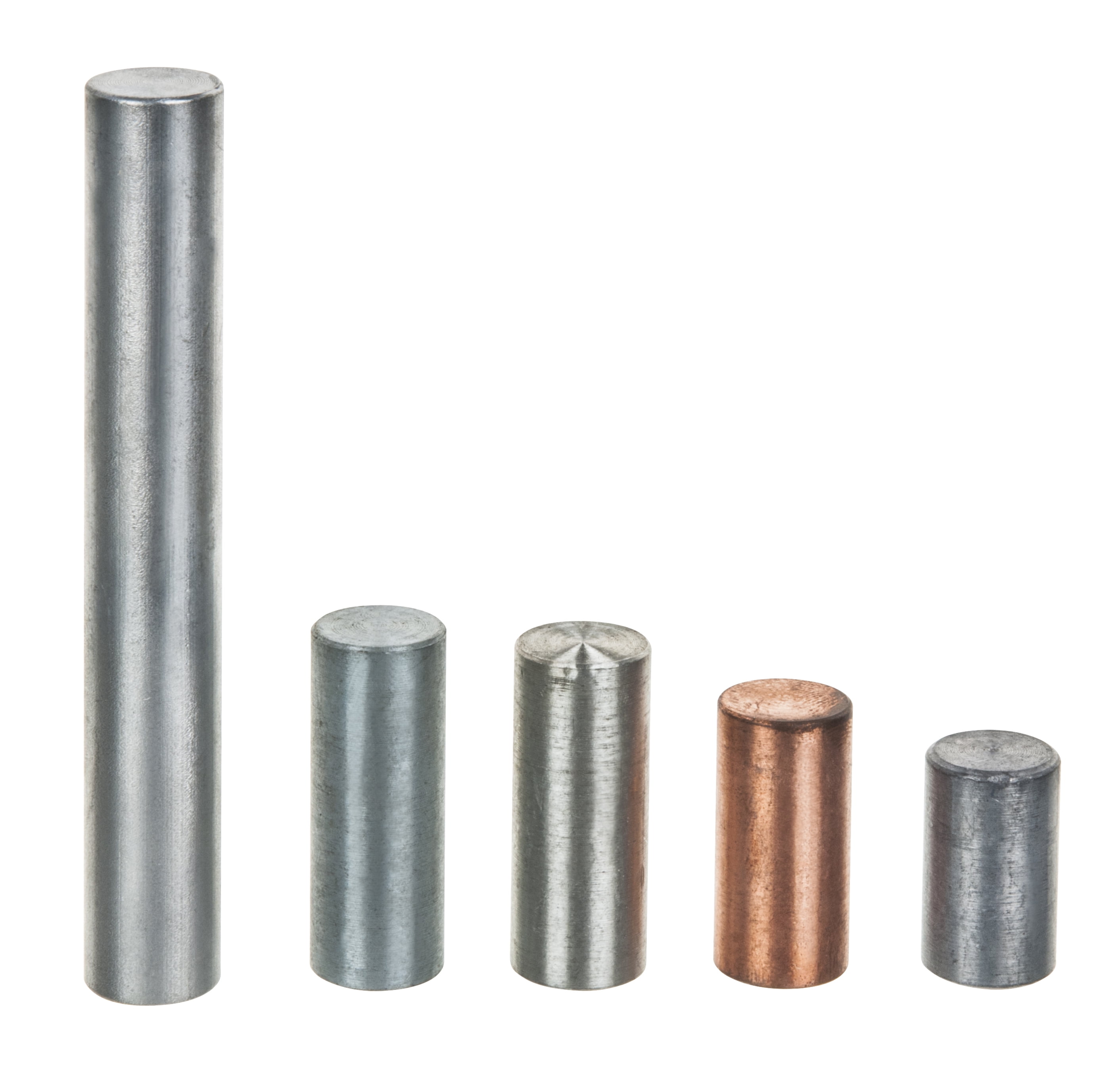 5pc Equal Mass Metal Cylinders Set Zinc, Copper, Aluminum, Tin & Lead