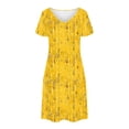 thumbnail image 4 of Pisexur Robes Femmes Belle Robe d'Été pour la Mode Féminine d'Été Imprimé à Manches Courtes Col en V Robe Décontractée Jaune,P, 4 of 7