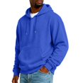 thumbnail image 5 of Mens Pullover Hoodie Solid Long Sleeve Casual Hooded Sweatshirt Drawstring Gym Top Front Pocket Soft Warm Cozy Top Blue XL, 5 of 5