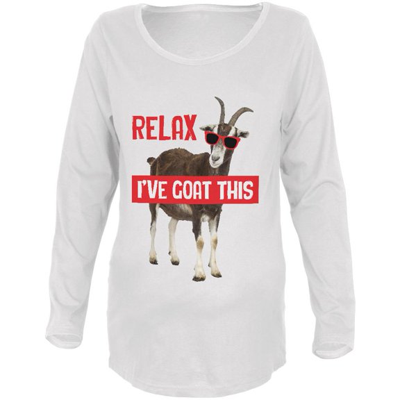 Relax I've Got Goat This Funny Maternity Soft Long Sleeve T Shirt White LG