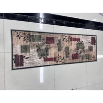 Yesfashion Carpets Area Rugs Washable Velvet (Total 1150Gsm) Pearl Velvet Cotton Tpr Washed Folding Backing Carpet-Modern-Willow Shadow Red/Green 2*6ft