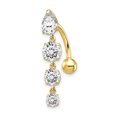 thumbnail image 1 of 10k Yellow Gold Tops Down 4 Dangle Czs Belly Button Rings Screw Navel Bars Body Piercing Naval, 1 of 7