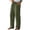 Army Green—Men's Pants, variant on Cotton Linen Pants for Men Loose Solid Color Drawstring Trousers with Pockets Lightweight Elastic Waist Trouser Summer Beach Pant Black L