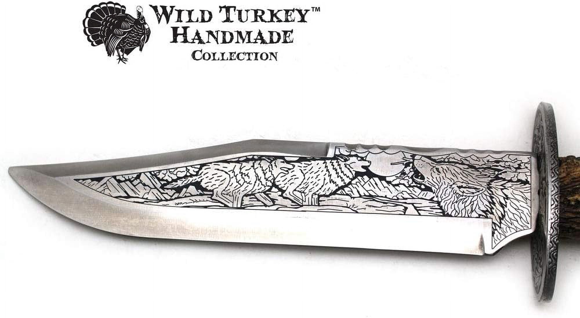 Wild Turkey Handmade Antler Display Knife (Wolf)
