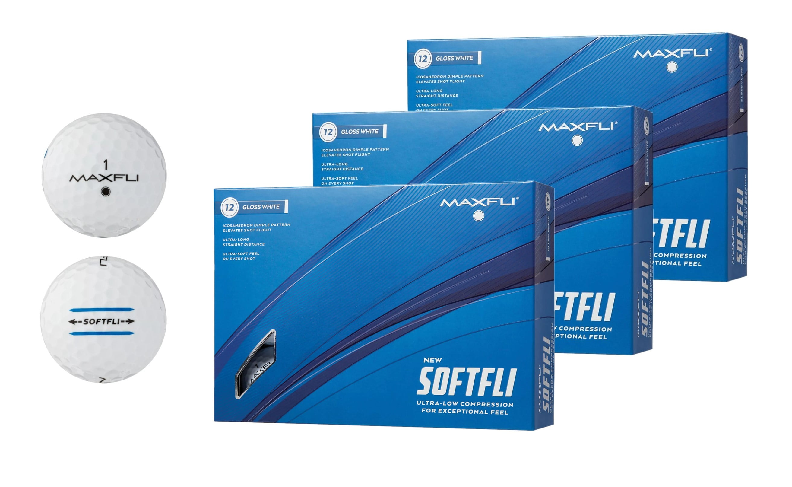 Maxfli 2023 Softfli Gloss White Golf Balls Pack Of 36