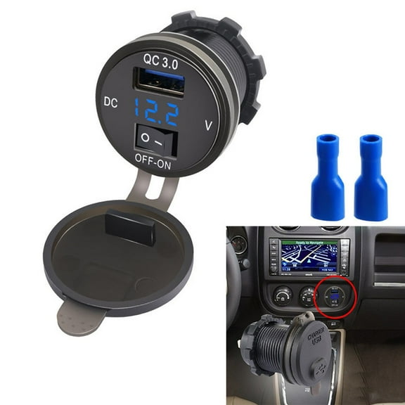 BAGUER 12V/24V Qc3.0 Usb Fast Charger Socket Outlet On&Off Switch for Car Motorcycle