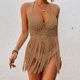 thumbnail image 5 of WILLBEST Traje de Baño para Mujer, Vacaciones En La Playa, Sexy, Tejido A Mano, con Tirantes, Hueco, Borla Larga, Bikini, Top Corto, 5 of 7