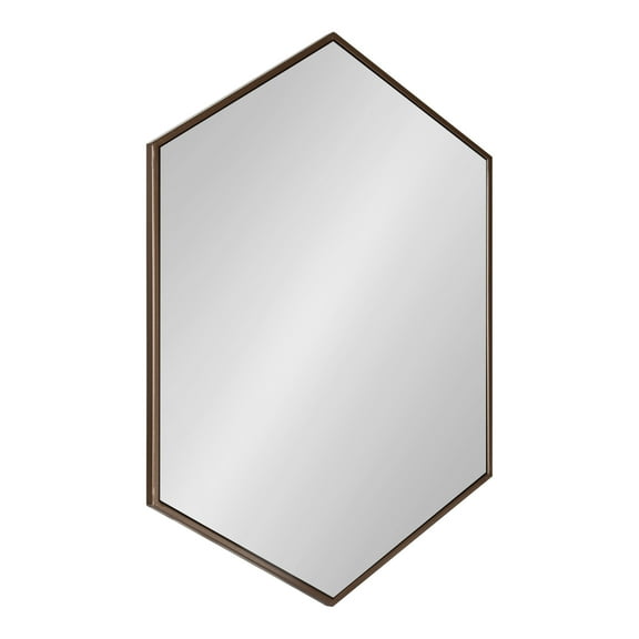 Kate and Laurel McNeer Modern Wall Mirror, 31 x 22, Bronze, Geometric Hexagon Mirror for Wall