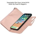 thumbnail image 6 of Wallet Case Compatible with iPhone Xs Max,[6 Card Slots] [Wrist Strap] [Stand Feature] Detachable 2 in 1 Magnetic Zipper Leather Slim Cover Case for iPhone Xs Max,6.5 inch Rosegold, 6 of 16
