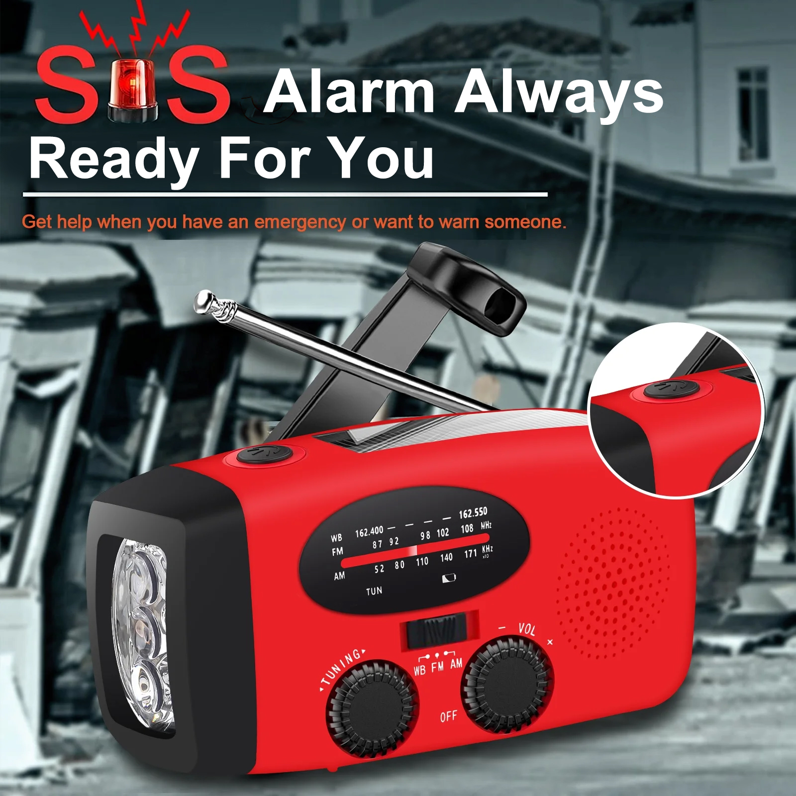 TSV Hand Crank Emergency Radio, Black photo 3