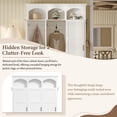thumbnail image 5 of FFZ Farmhouse Hall Tree with Arched Design, Walnut Bench and 5 Hooks, White, 5 of 14