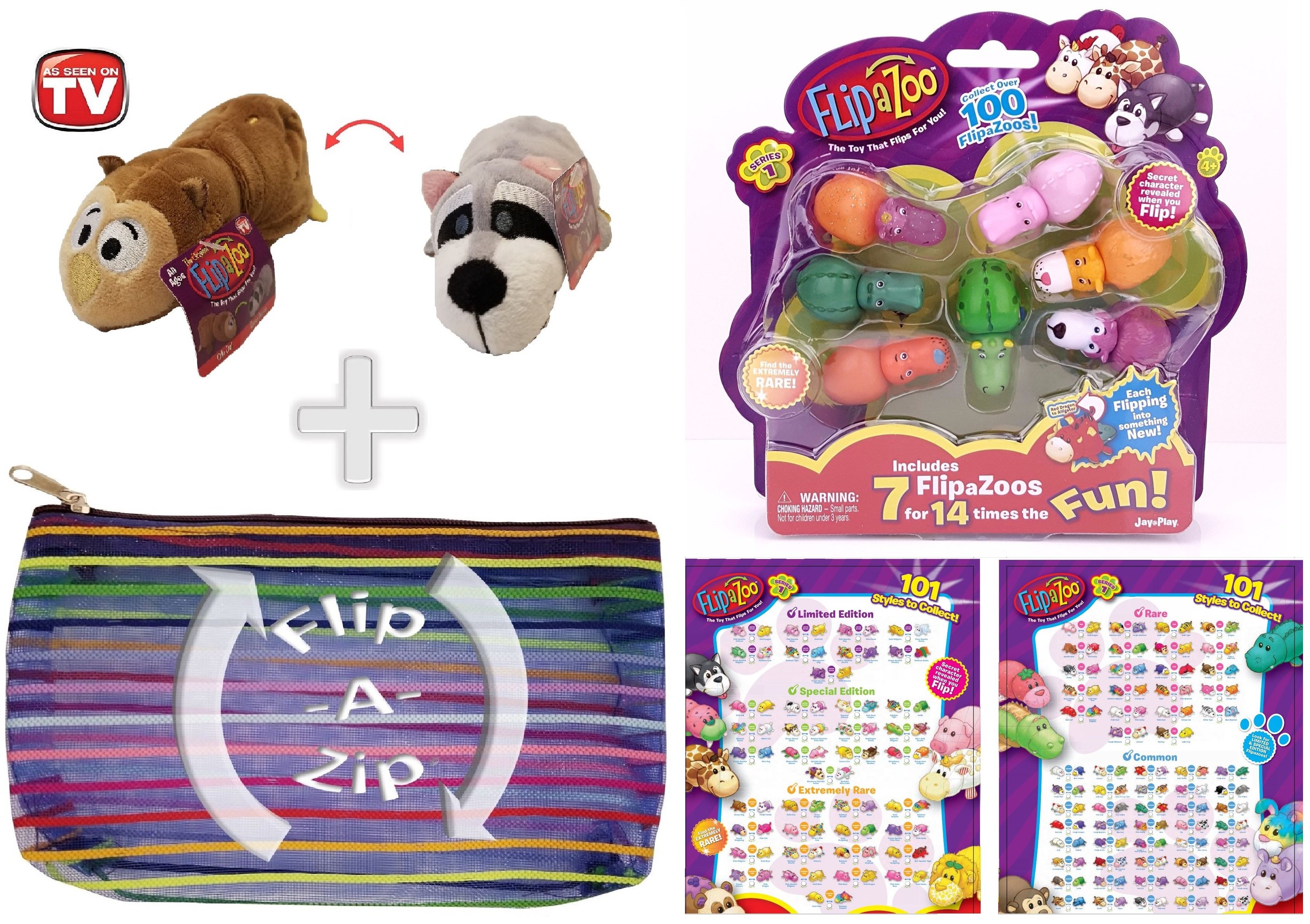 Little FLIPZEES from Flipazoo 5" Stuffed Animal Ollie Owl to Roscoe Raccoon Toys & Hobbies