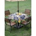 thumbnail image 4 of Outdoor Tablecloths with Umbrella Hole & Zipper, Geometric Flower 60x60 Inch Square Tablecloths, Vintage Country Floral Blue Yellow on Linen Waterproof Table Cloth, Patio/Pool/Picnic Table Covers, 4 of 8
