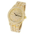 thumbnail image 3 of Mens Iced Out 42mm Diamond Watch with Simulated Diamonds and Bling Dial - Bling-ed Out Fully Adjustable Metal Band - Quartz Movement - 14k Gold Tone Finish, 3 of 6