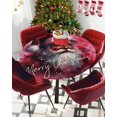 thumbnail image 5 of Round Tablecloth with Elastic Christmas Watercolor Santa Claus Pink Buffalo Plaid Waterproof Table Cover Wipeable Fitted Table Cloths for 45"-54" Round Tables Dining Kitchen Indoor Outdoor Use, 5 of 6