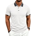 thumbnail image 3 of KLHDSF Men's Short Sleeve Polo Shirts Casual Slim Fit Basic Cotton Shirt Top 3-Button Golf Shirt, Summer Wear, Casual, Trip, Work, Outdoor White M, 3 of 10