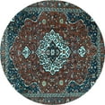 thumbnail image 1 of Ahgly Company Indoor Round Medallion Light Blue Traditional Area Rugs, 3' Round, 1 of 4